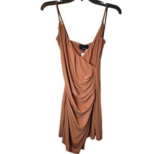 NWT Lumiere Urban Outfitters XS Silky Cocoa Ruched Dress